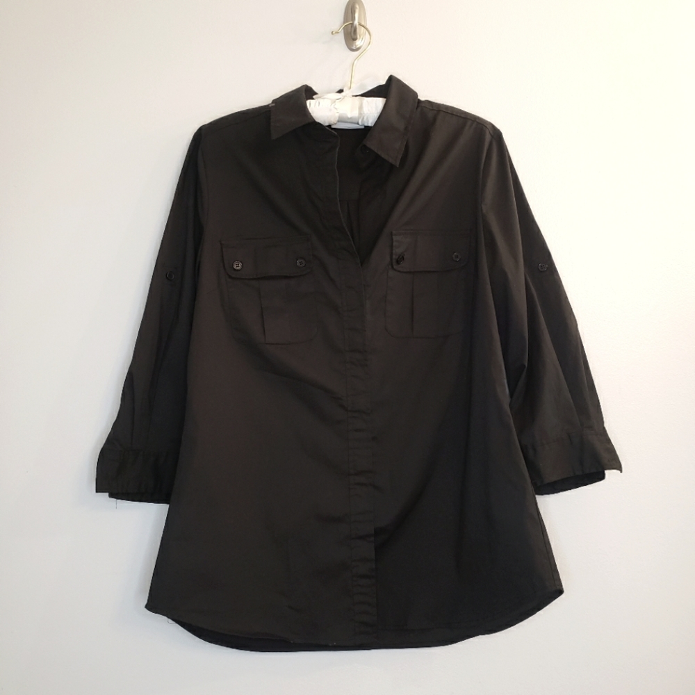 NY&Co Button-Up Collared Top, 3/4 Length Sleeves, VGUC, Size M